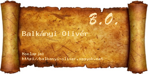Balkányi Olivér névjegykártya